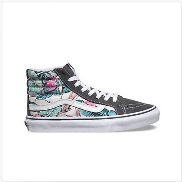 Vans Sk8 Hi Slim Tropical Multi White Floral Shoes - Picture 4 of 7